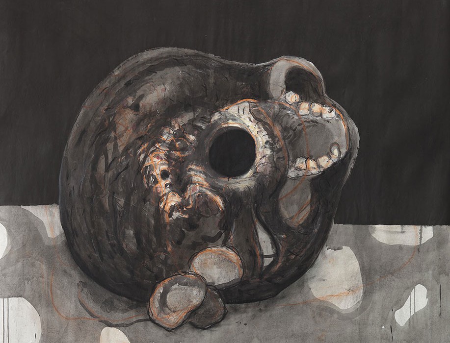 © Jörg langhans-Vanitas - 1998 - ink and pastel on paper - 128x139cm © Jörg langhans