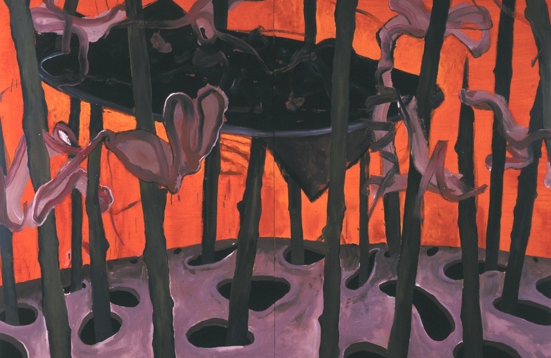 Jörg Langhans, La guerre, technique mixte sur toile, diptyque, 195x260 cm © Jörg langhans